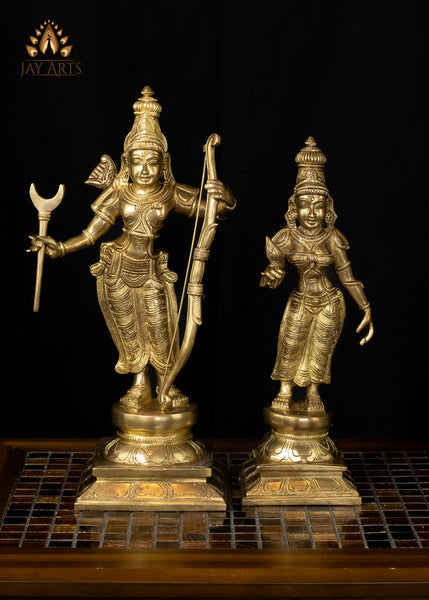 15" Sri Ram Parivar Set Brass Statue