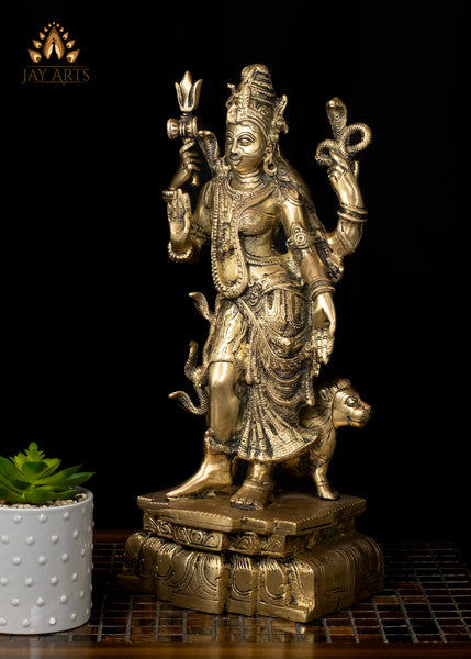 19" Brass Ardhanarishvara Statue - A Composite Deity of Shiva and Shakthi