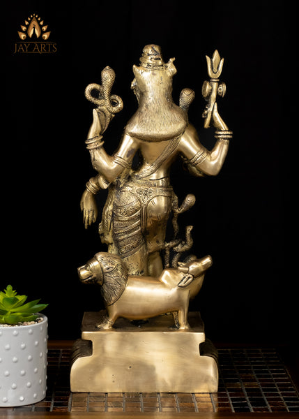 19" Brass Ardhanarishvara Statue - A Composite Deity of Shiva and Shakthi