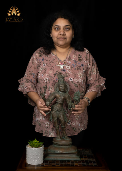 21" Brass Standing Lord Shiva Statue holding a Trident