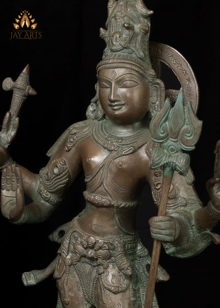 21" Brass Standing Lord Shiva Statue holding a Trident