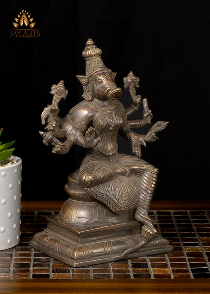 9" Goddess Varahi Amman Brass Statue