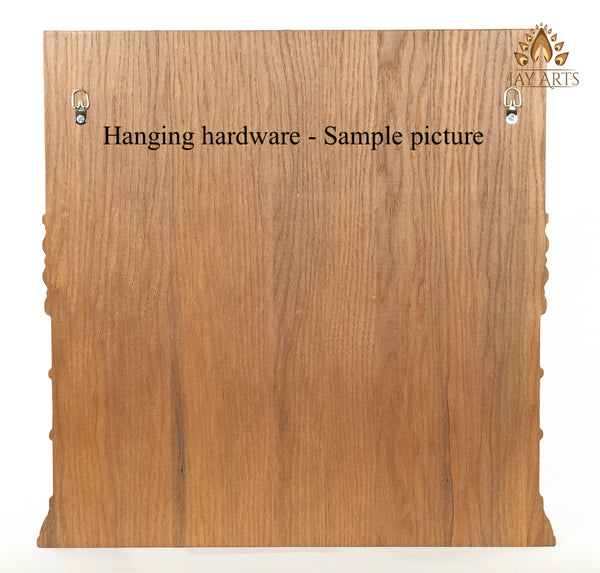 16" Vallabha Ganapati with Devi Wood Carving | Ganesha Wall Panel