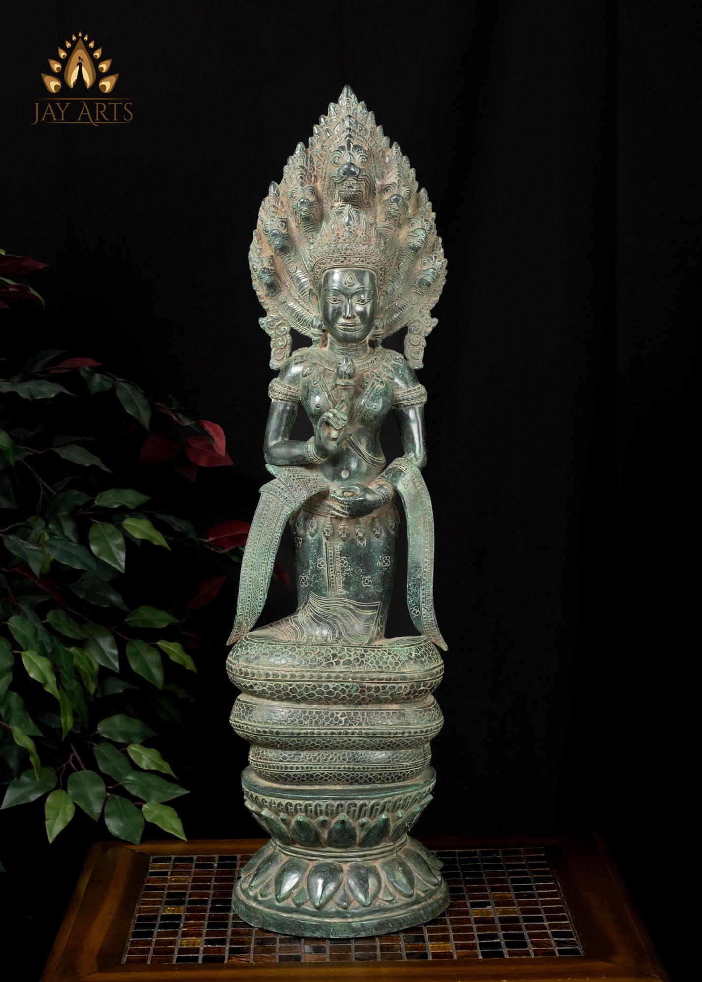 Bronze Naga Buddha From Khmer, Cambodia - 19thC Bronze Naga Buddha From Khmer, Cambodia - 19thC