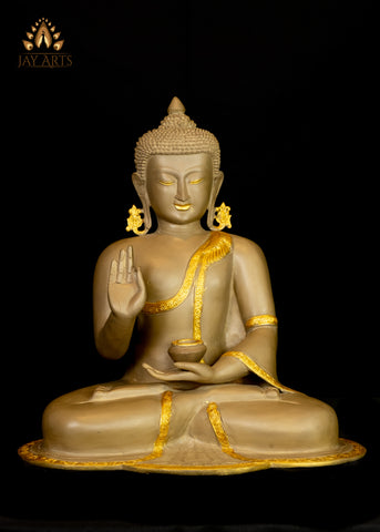 A Beautiful Statue of The Buddha in Vitarka Mudra 18" - Brass Statue