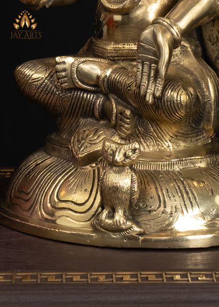 14" Graceful Brass Lakshmi Statue With An Owl Symbol of Wealth & Blessings