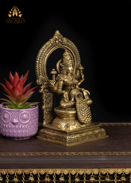 10" Goddess Lakshmi Brass Statue With Gold Coins Flowing Symbol Of Wealth