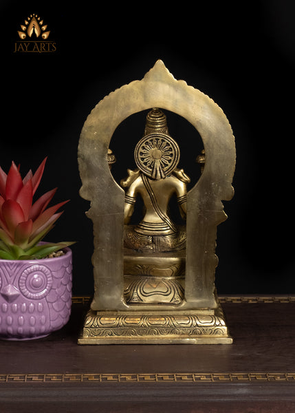 10" Goddess Lakshmi Brass Statue With Gold Coins Flowing Symbol Of Wealth