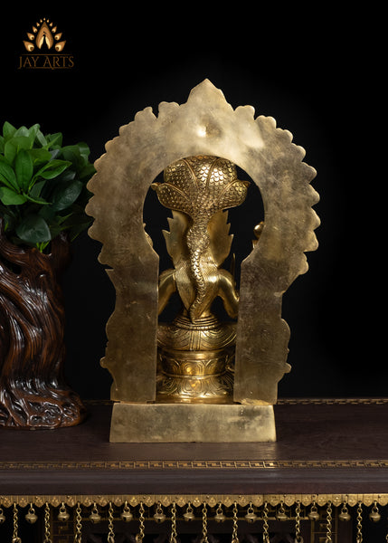 17" Brass Mariaaman Holding a Sword And Seated On A Throne With Royal Grace