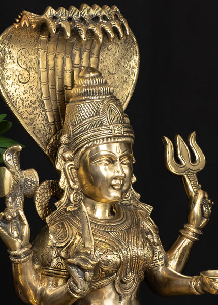 17” Radiant Brass Mariamman Statue Embodiment of Divine Protection