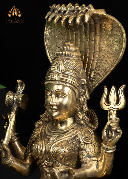 17” Radiant Brass Mariamman Statue Embodiment of Divine Protection