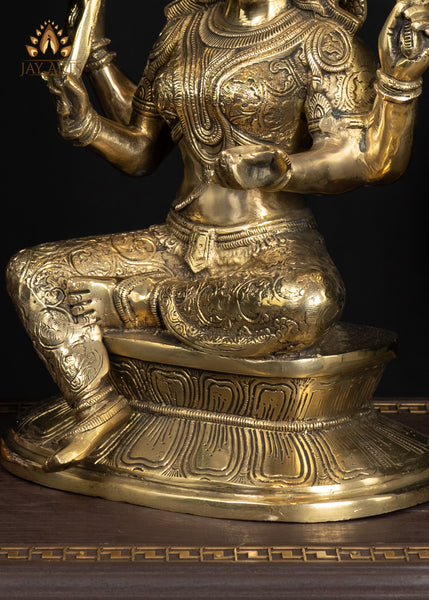 17” Radiant Brass Mariamman Statue Embodiment of Divine Protection