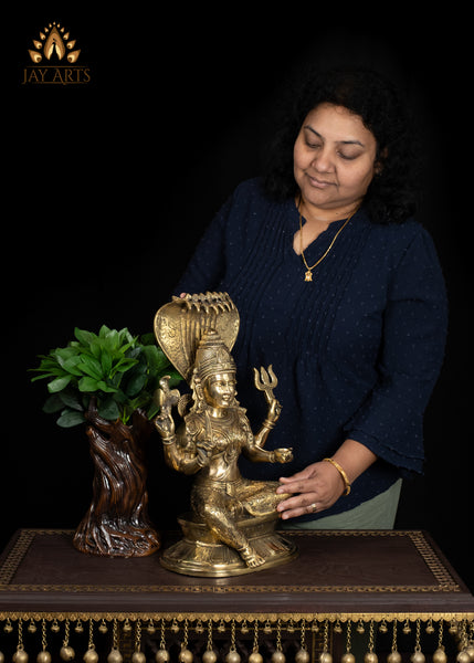 17” Radiant Brass Mariamman Statue Embodiment of Divine Protection