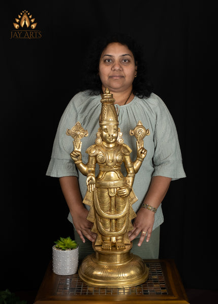 Brass Balaji with a Divine Golden Glow Devotional Statue 29"