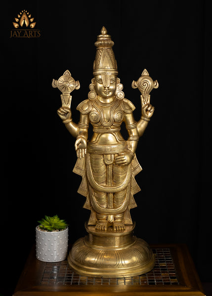 Brass Balaji with a Divine Golden Glow Devotional Statue 29"