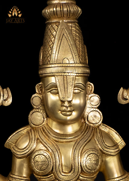 Brass Balaji with a Divine Golden Glow Devotional Statue 29"