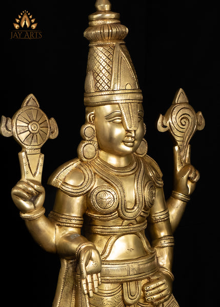 Brass Balaji with a Divine Golden Glow Devotional Statue 29"