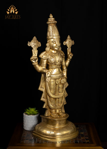Brass Balaji with a Divine Golden Glow Devotional Statue 29"
