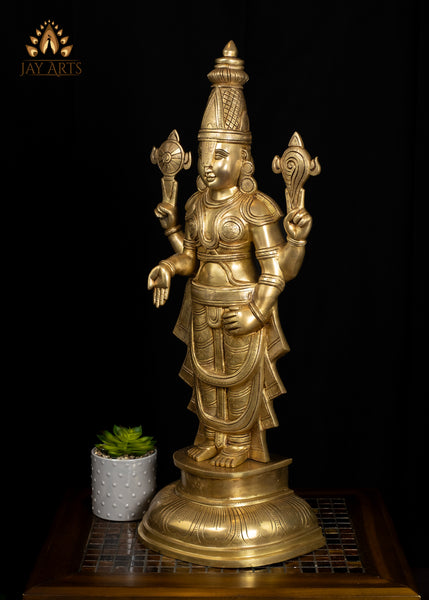 Brass Balaji with a Divine Golden Glow Devotional Statue 29"