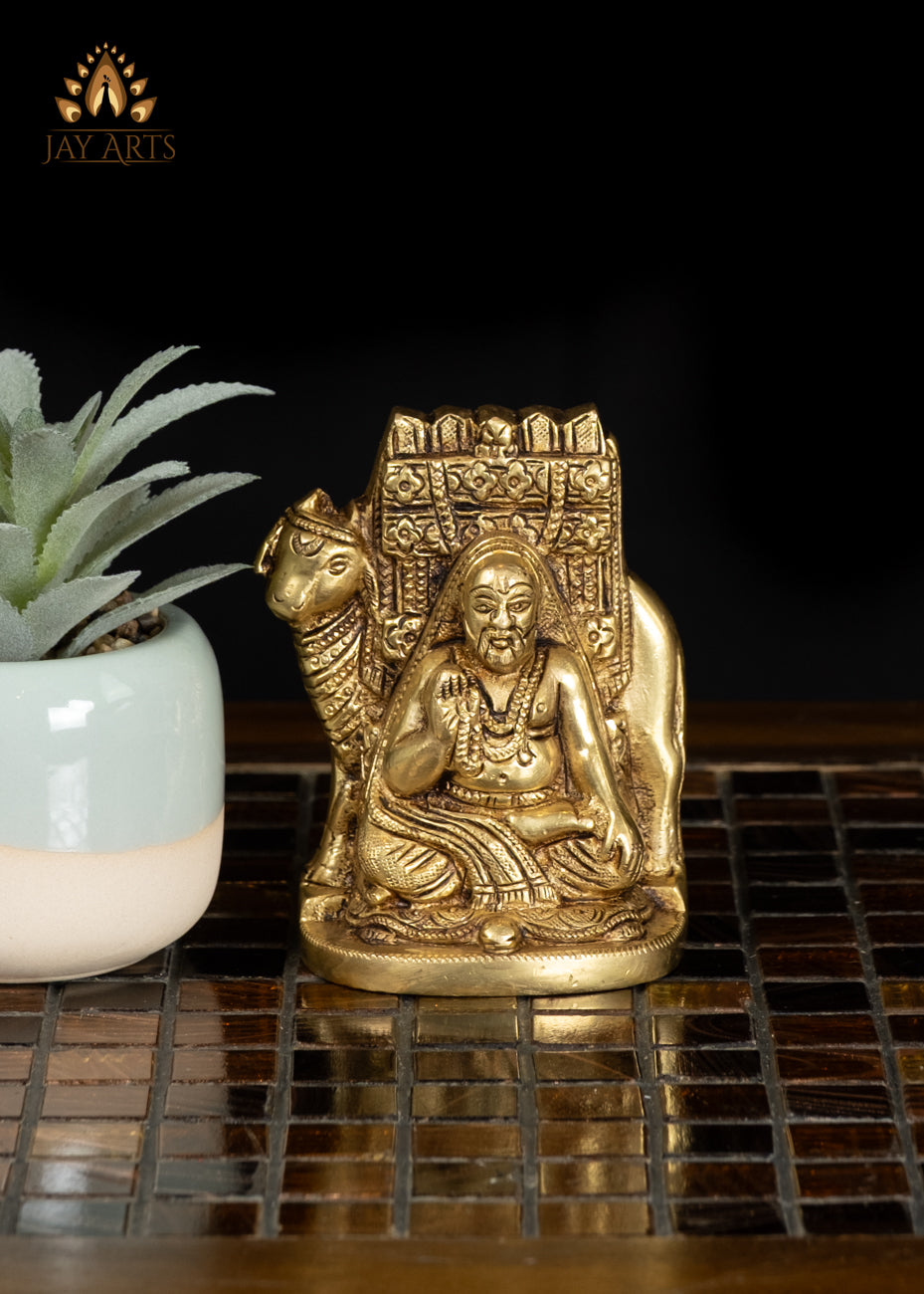4" Brass Raghavendra Statue Symbol of Faith and Protection