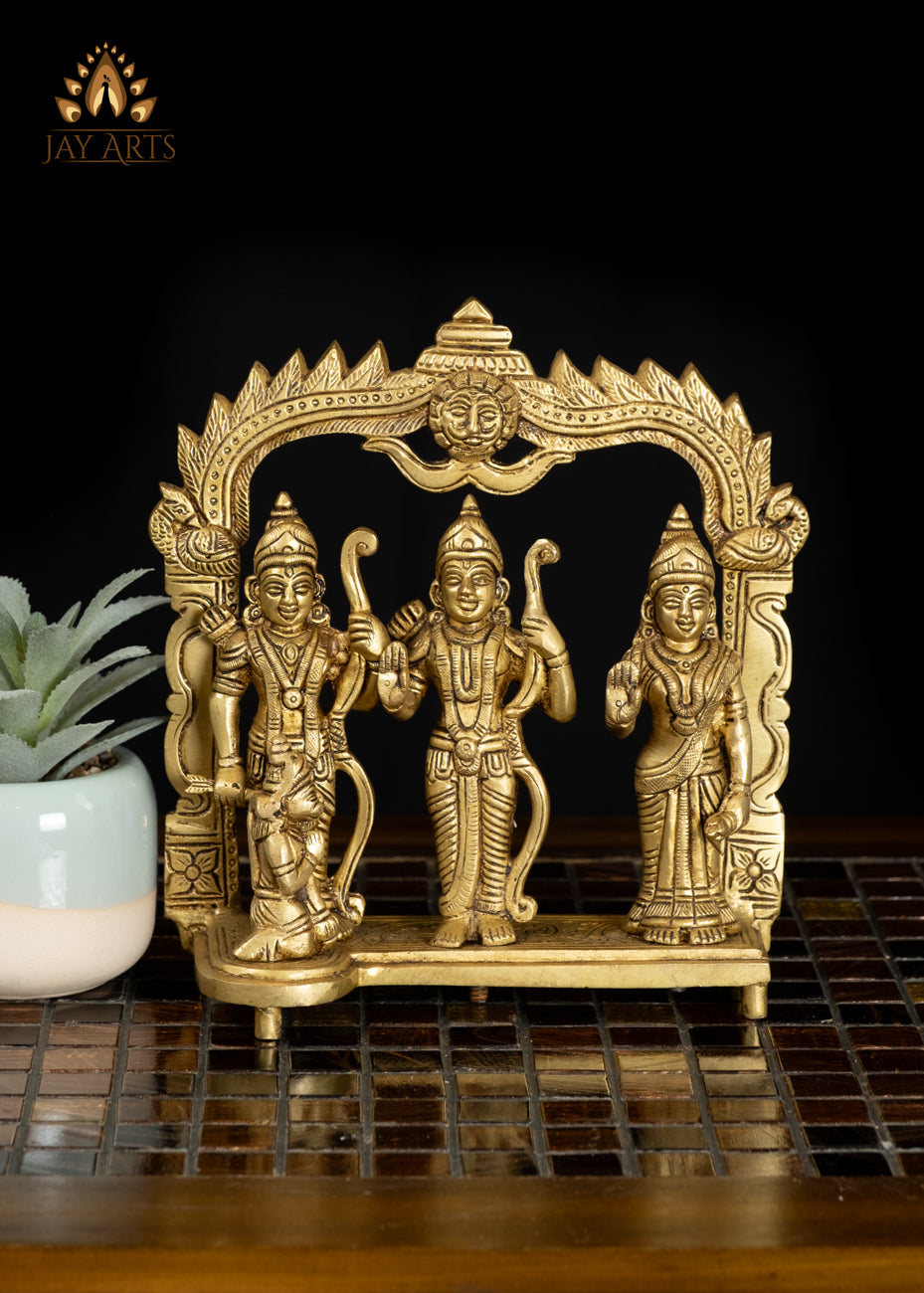8" Rama Darbar Brass Statue An Icon of Devotion & Divine Grace