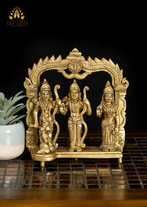 8" Rama Darbar Brass Statue An Icon of Devotion & Divine Grace
