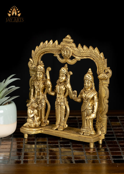 8" Rama Darbar Brass Statue An Icon of Devotion & Divine Grace