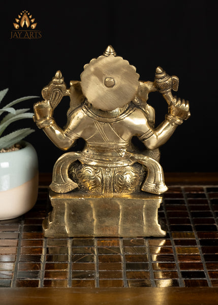 7" Divine Ganesha Brass Idol Remover of Obstacles