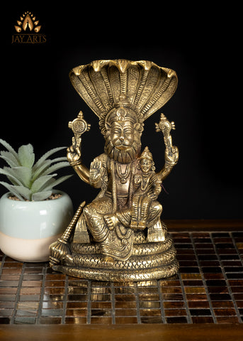 8" Brass Narasimha Lakshmi Divine Union of Strength and Serenity