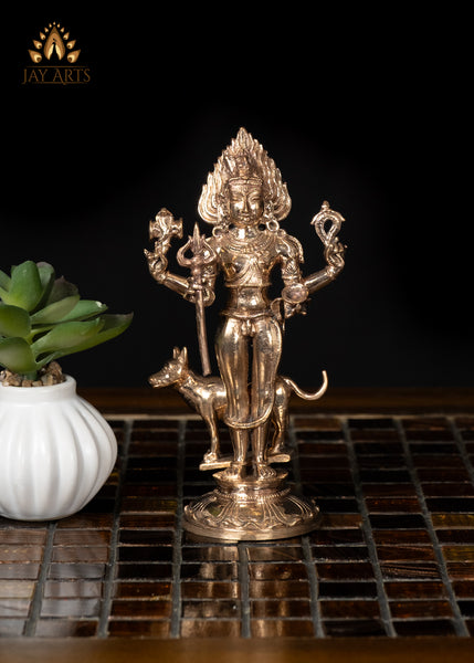 5" Small Bronze Bhairavar Statue Fierce Protective Form of Shiva