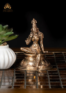4" Graceful Bronze Sitting Sivagami Statue
