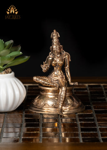 4" Graceful Bronze Sitting Sivagami Statue