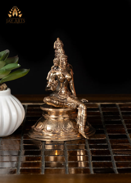 4" Graceful Bronze Sitting Sivagami Statue