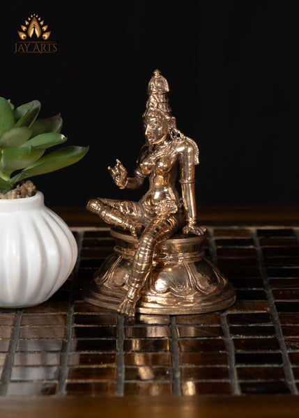 4" Graceful Bronze Sitting Sivagami Statue