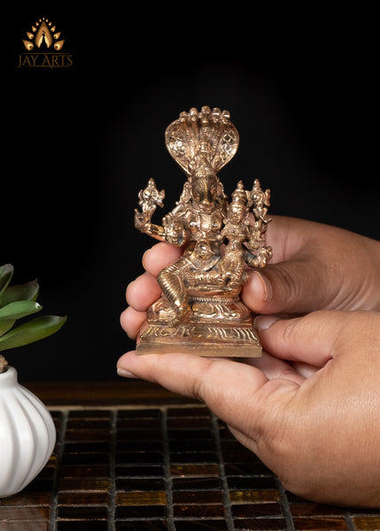 3" Small Bronze Hyagriva Lakshmi Statue Goddess of Wealth and Wisdom