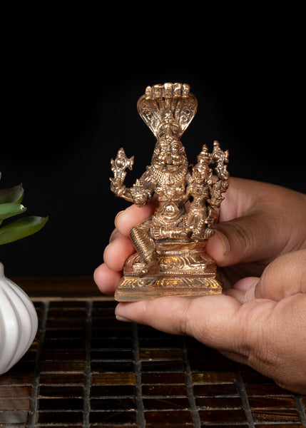 3" Bronze Lakshmi Narasimha Statue Divine Idol for Home Altar
