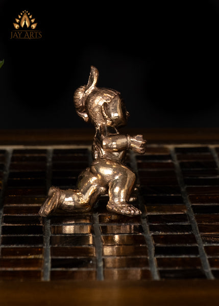 3" Bronze Crawling Baby Krishna with Ladoo – Divine Childhood Charm