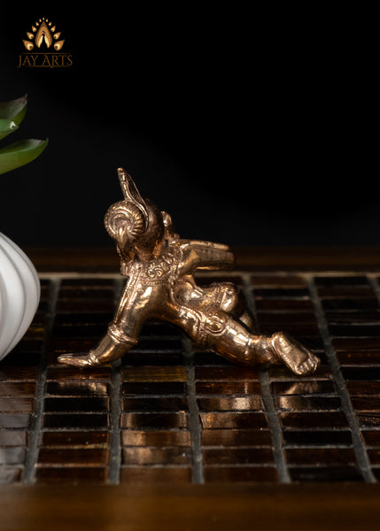 3" Bronze Crawling Baby Krishna with Ladoo – Divine Childhood Charm