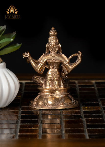 3" Small Bronze Saraswati Statue Holding Veena  Divine Grace and Elegance