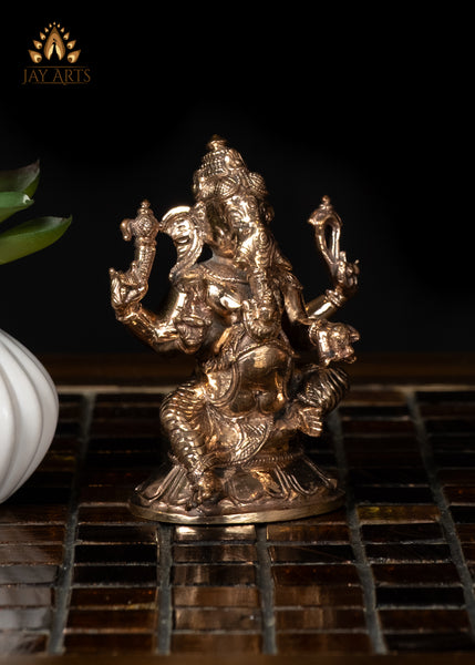 3" Divine Bronze Sitting Ganesha in a Graceful Posture