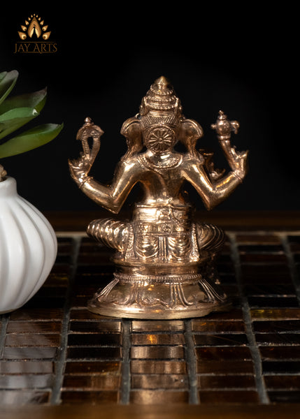 3" Divine Bronze Sitting Ganesha in a Graceful Posture