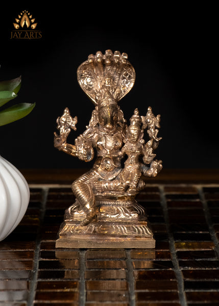 3" Small Bronze Hyagriva Lakshmi Statue Goddess of Wealth and Wisdom