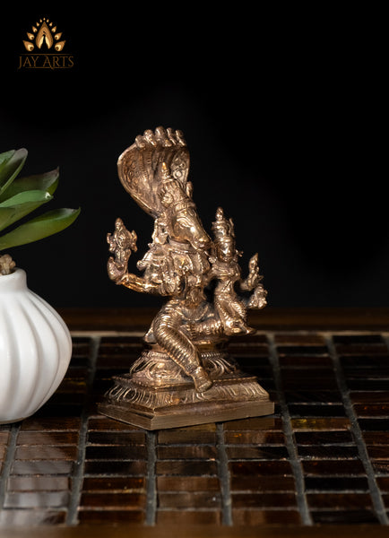 3" Small Bronze Hyagriva Lakshmi Statue Goddess of Wealth and Wisdom
