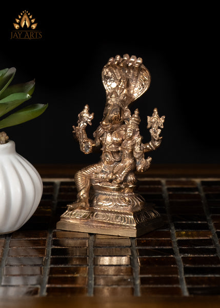 3" Small Bronze Hyagriva Lakshmi Statue Goddess of Wealth and Wisdom
