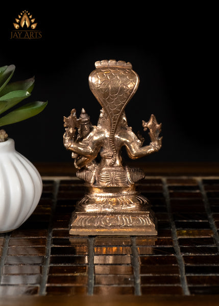 3" Bronze Lakshmi Narasimha Statue Divine Idol for Home Altar
