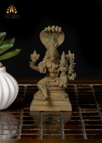 3" Small Bronze Hyagriva Lakshmi Statue Goddess of Wealth and Wisdom
