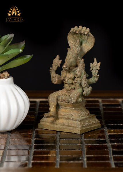 3" Small Bronze Hyagriva Lakshmi Statue Goddess of Wealth and Wisdom