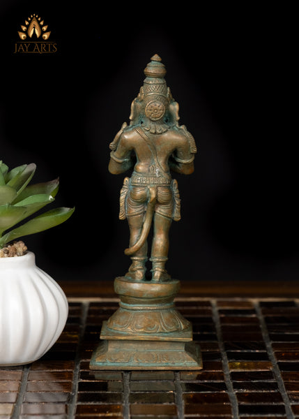 5" Small Bronze Hanuman Statue in Anjali Mudra