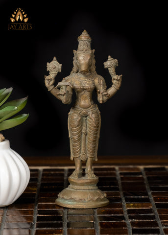 5" Small Bronze Standing Varahi Statue Goddess of Protection