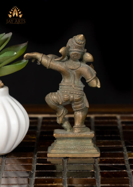 3" Small Bronze Dancing Ganesha Statue Symbol of Joy